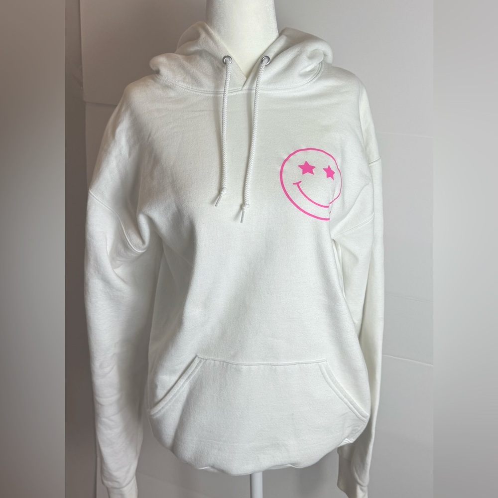 White smiley face preppy hoodie